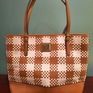 Anne Klein shoulder handbag tote woven leather